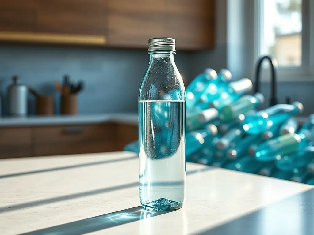 Reusable water bottle beside a window with natural daylight